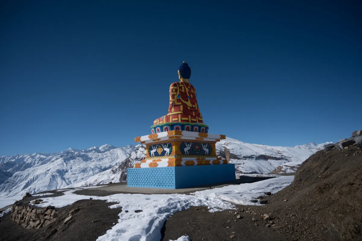 A horizontal shot of Buddha statue in Langza village